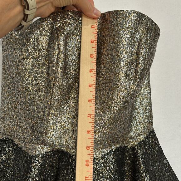 Anthropologie FB by Sachin & Babi Foil Brocade Strapless Mini Dress Size 0 - Picture 11 of 12